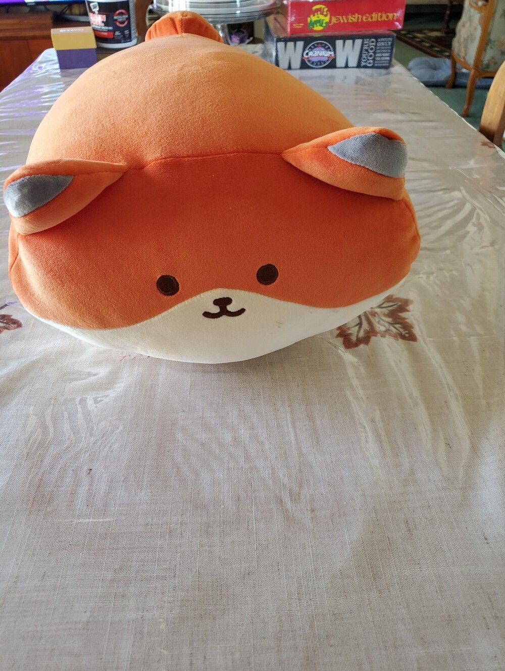 Orange Plush Fox Pillow for Kids - Cozy Decorative Bed Buddy